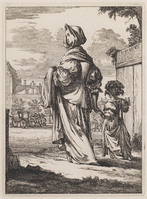 KG 06747
          <br/>
          Figures à la mode: vrouw met kind, wandelend
          <br/>
          <em>Hooghe, Romeyn de (1645-1708)</em>